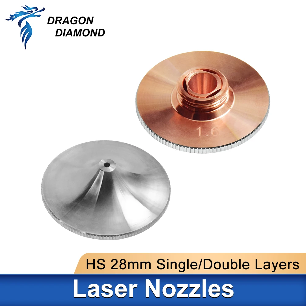 Dia.28mm 32mm Caliber 0.8 - 4.0 Laser Nozzles Single Double Layer For HS OEM Precitec Fiber Laser Cutting Head