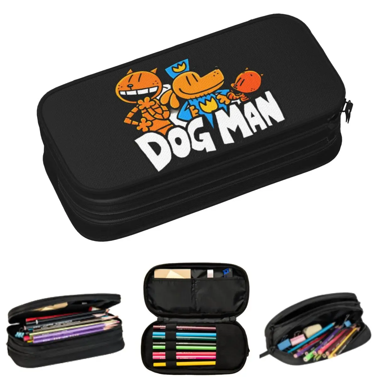 

Dog Man And Petey Cat Anime Cartoon Pencil Cases for Student School Pen Box Pencil Bag Big Capacity Pencil Pouch
