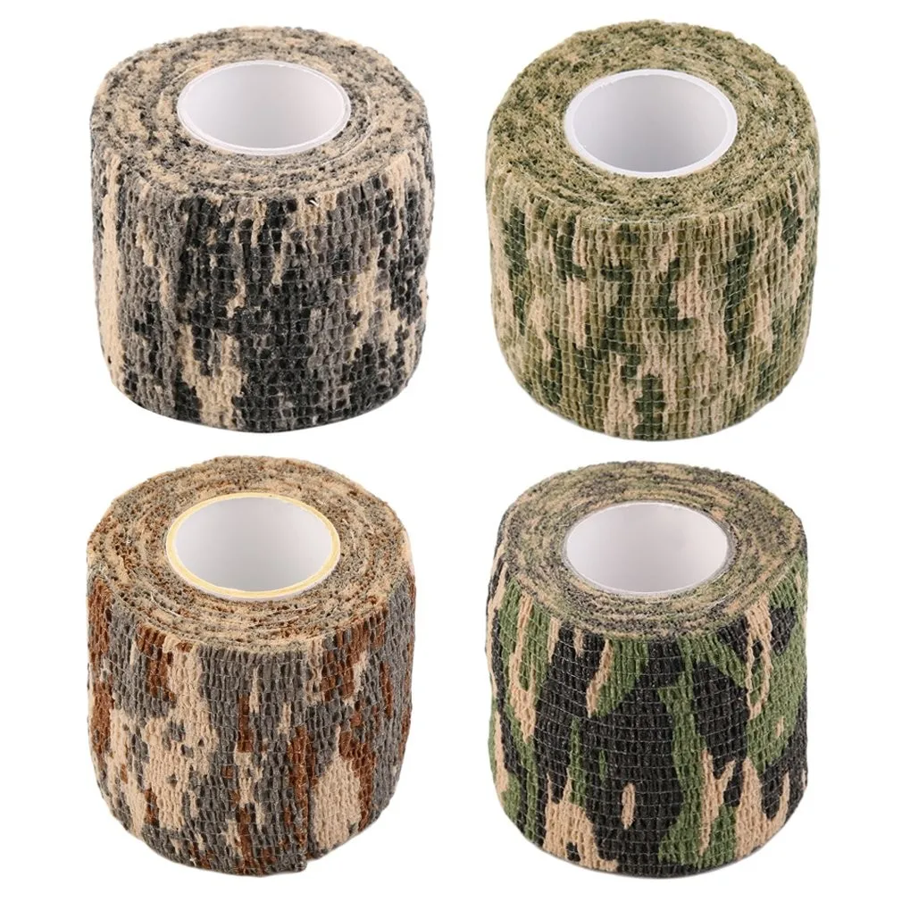 1 Piece Camouflage Form Reusable Self Adhesive Camouflage Hunting Fabric Tape Wrap Tape Army Outdoor Hunting Accessories Tool