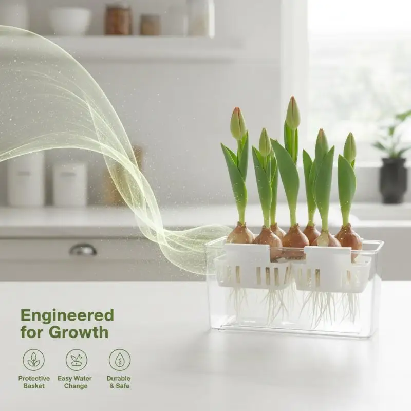 Clear Acrylic 8 Hole Flower Grow Kit Basin Strong Stable Basket Root Checking for Indoor Hydroponic Gardening