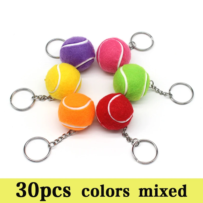 

30pcs Tennis Bag Pendant Plastic Mini Tennis Ball Key Chain Small Ornaments Sport Advertisement Keychain Fans Souvenirs Key Ring