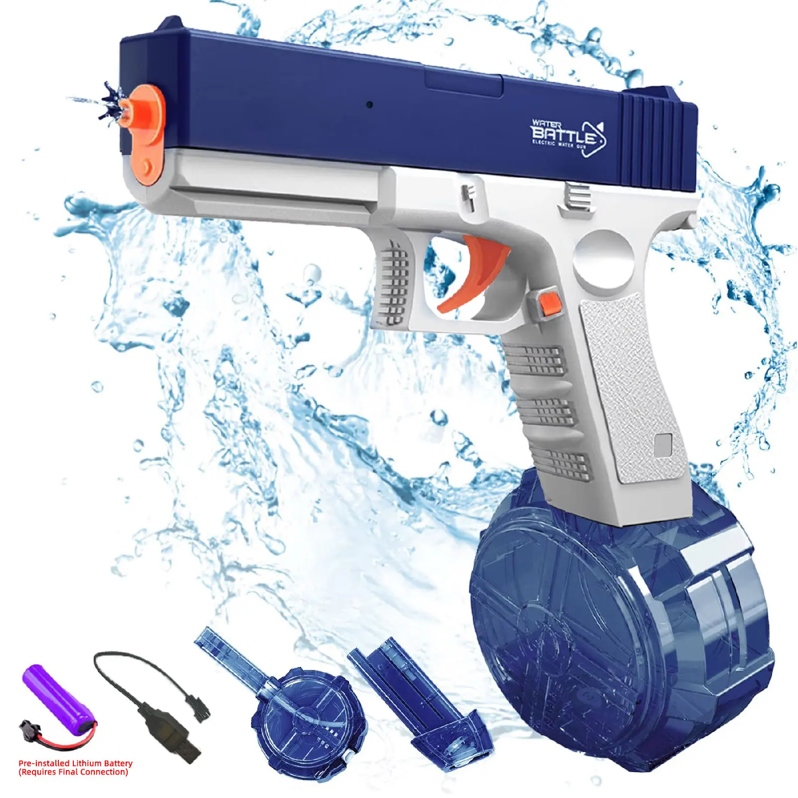 Unilabo Blaster d'eau électrique-pistolet jouet rechargeable, grand réservoir d'eau, fête à la piscine d'été, jeux de plein air, cadeau d'anniversaire