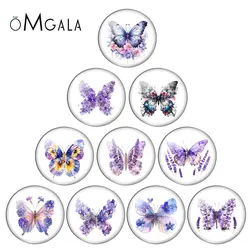 Abstract Purple Flower Butterfly Patterns 12mm/18mm/20mm/25mm Round photo glass cabochon demo flat back Making findings