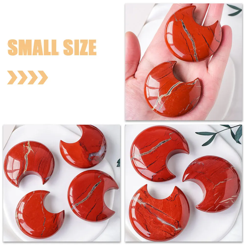 

Red Jasper Moon Shaped Crystal Decoration Fine Craftsmanship Natural Stone for Indoor Car Desk Elegant Ambiance