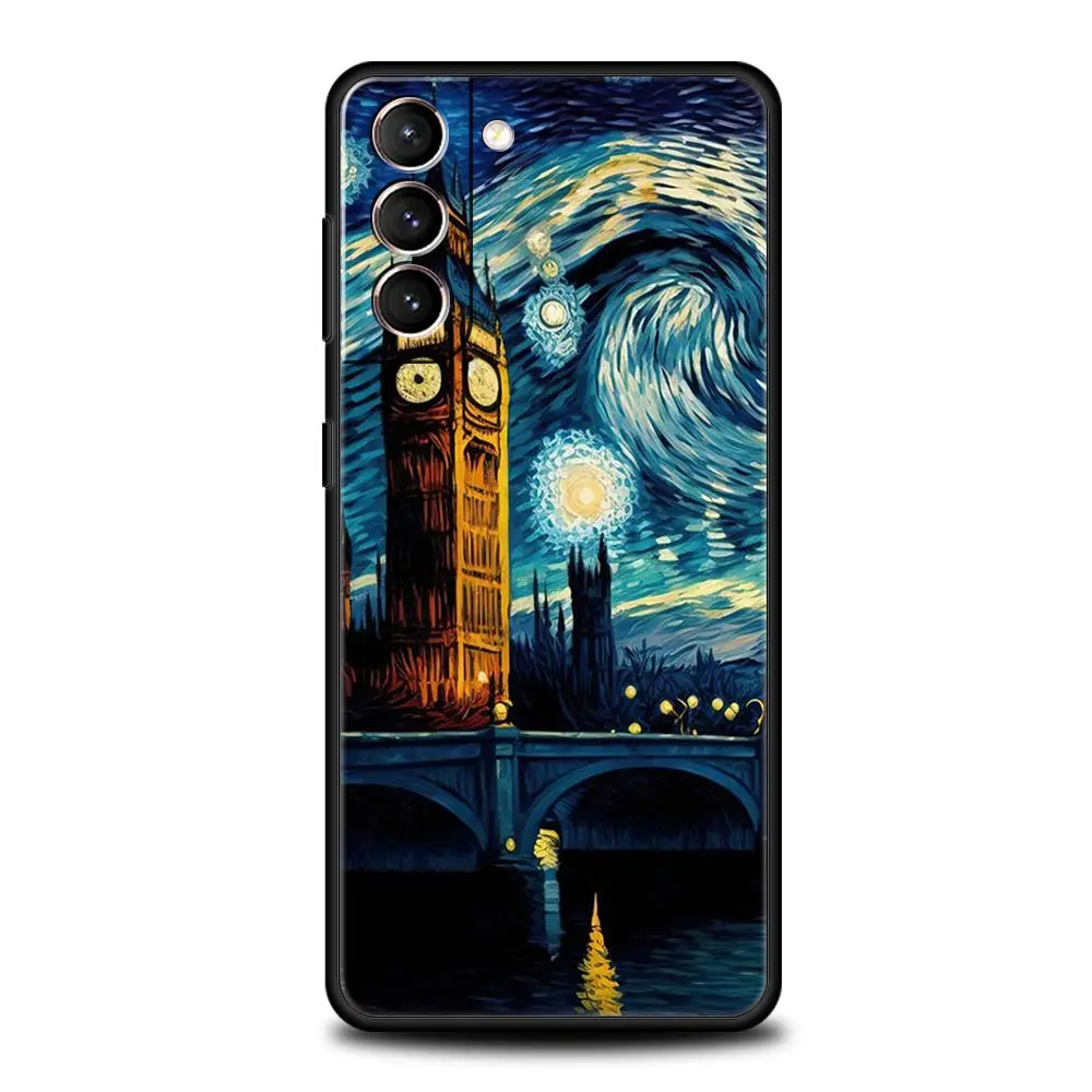 Starry night van gogh Phone Case For Samsung Galaxy S24 S23 Ultra S22 S21 S20 FE 5G S10 S10E S9 Plus S8 Silicone Black Cover