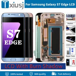 Super AMOLED LCD For Samsung Galaxy S7 Edge G935 G935F SM-G935FD LCD Display Touch Screen With Burn Shadow+Back Cover