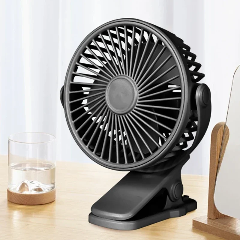 USB Rechargeable Table Fan Clip-on Type Portable Mini Desk Fan Hanging Clip Fan Night Light Air Cooler Outdoor Fans