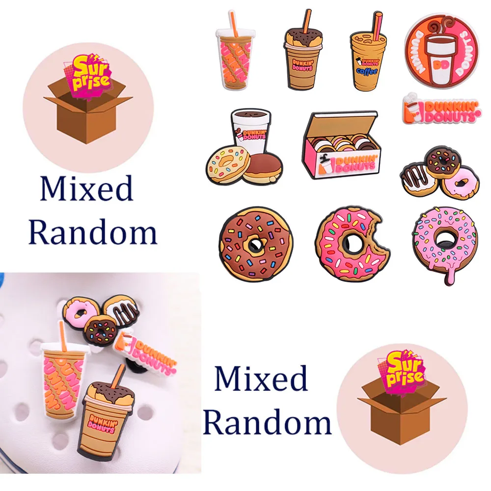 1/30 個ドーナツコーヒー食品靴チャームミックス卸売 PVC 装飾バックルサンダル靴用取り外し可能な防水クリスマスギフト