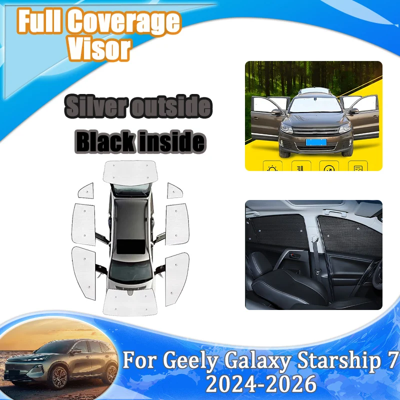 

For Geely Galaxy Starship 7 EM i Parts EX5 P145 2024 2025 2026 Anti-UV Full Coverage Sun Visor Windshield Shade Car Accessories