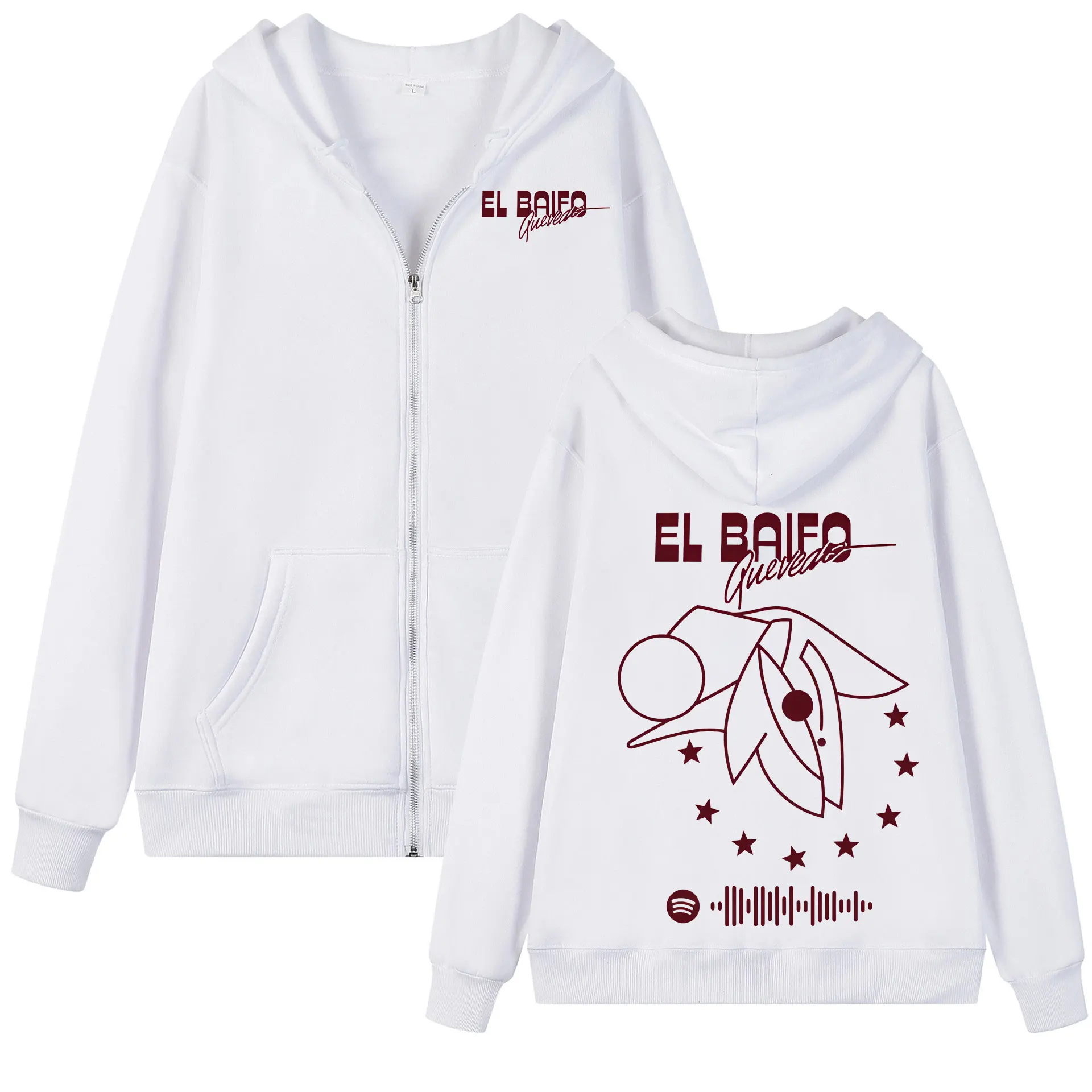 

Rapper Quevedo El Baifo Merch Zipper Hoodies Hip Hop Vintage Zip Up Hooded Sweatshirts Men Women Casual Fashion Loose Pullovers