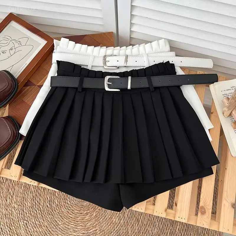 Pleated Skirts For Women Solid Versatile Spring Summer Mini Skirt Korean Fashion Vintage High Waist Faldas Mujer