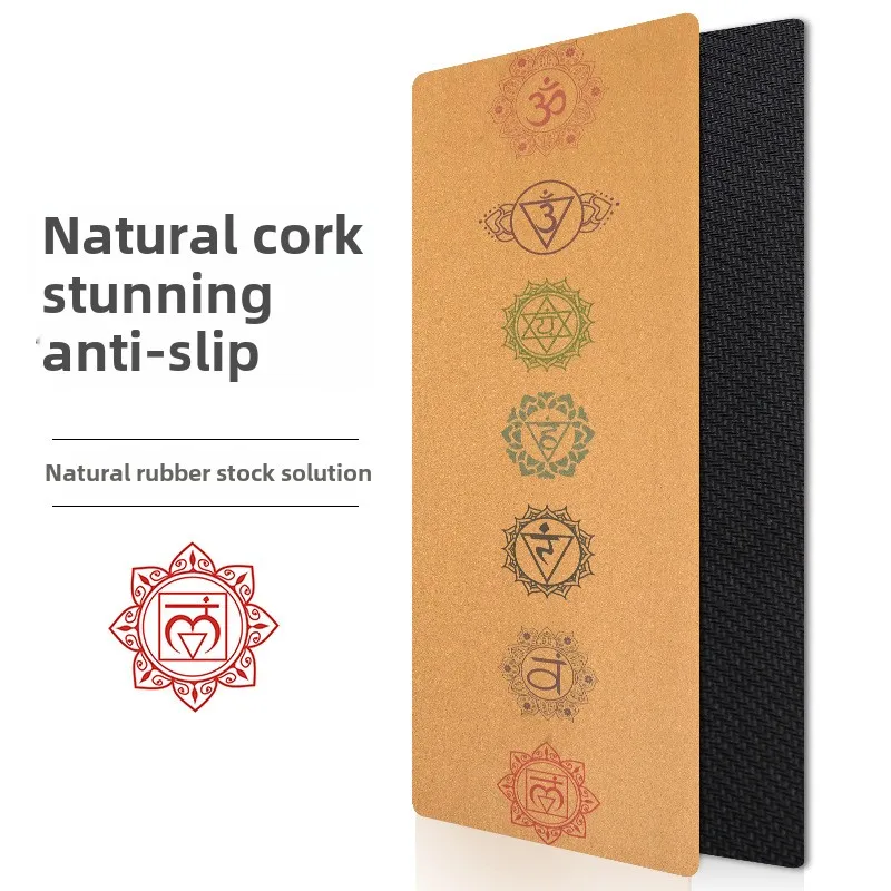 

2025 New Cork & Natural Rubber Extra Wide 68cm Yoga Mat - Anti-Slip Shock-Absorbing Printed Fitness Mat for Women's Home Gym & E