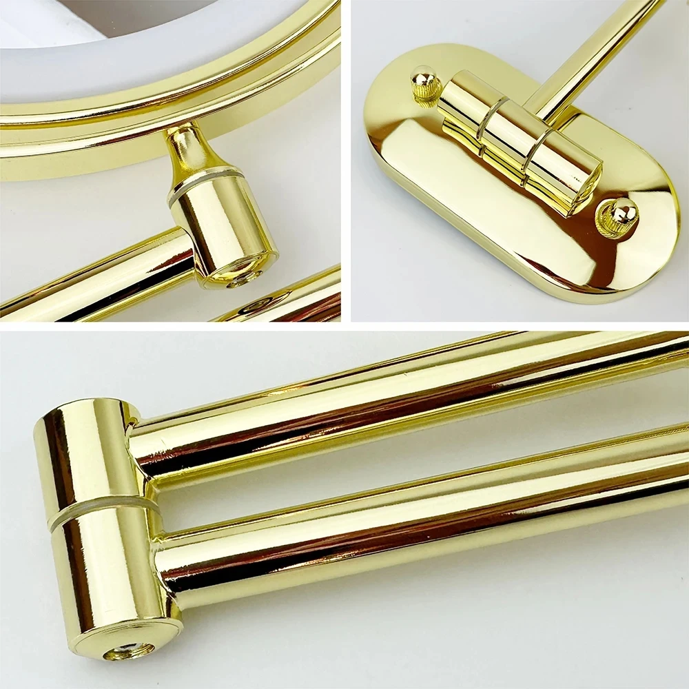 Imagem -02 - Ouro Wall Mounted Maquiagem Led Espelho Duplo Lado 3x10x Ampliação Carregamento Usb Banheiro Inteligente Espelho Cosmético Cores 8