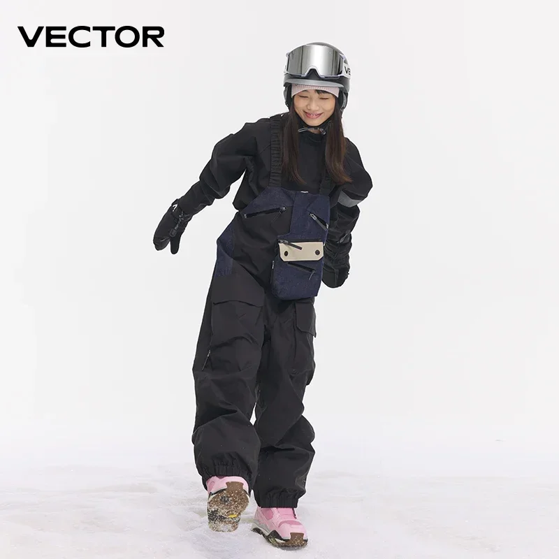 

VECTOR Thick Men Women Ski Pants Straight Overalls Jumpsuit Skiing Bib Waterproof Winter Warm Windproof Outdoor Sports Snowboard