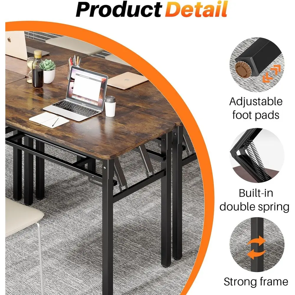 مكتب كمبيوتر مدمج قابل للطي 39.4 مع مساحة تخزين، طاولة كتابة للدراسة للمساحات الصغيرة، بني #6