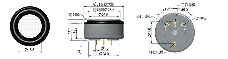 High-precision environmental detection grade electrochemical ozone sensor 7E4-O3-5