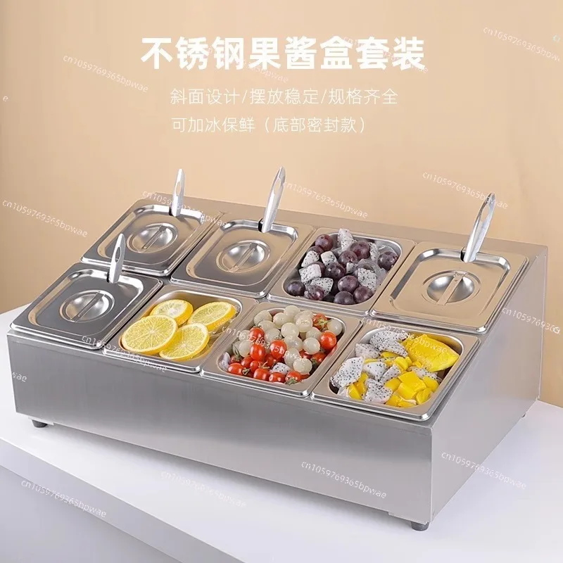 Stainless Steel Parts Basin Shelf, Kitchen Seasoning Box, Seasoning Jar, Grid Jam Ingredient Box, Commercial Hot Pot Small Mater
