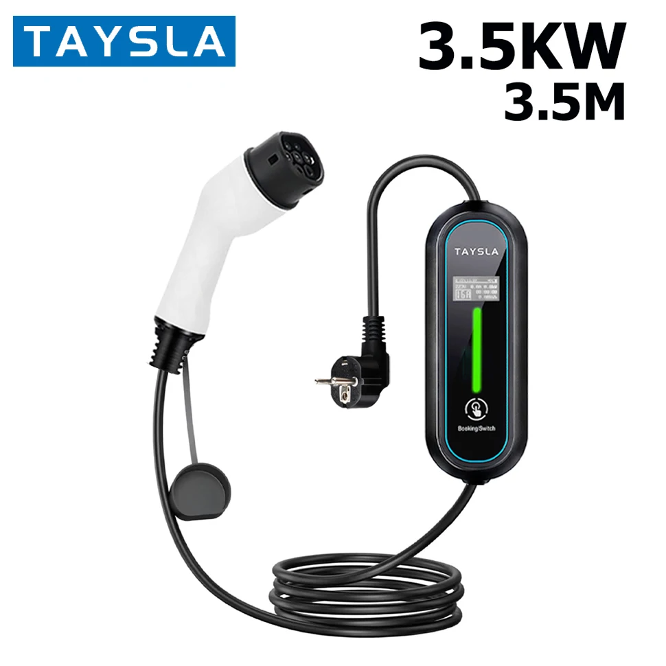 TAYSLA  EV Charger TYPE 2 3.5KW 16A EU Plug 80V-260V Charging Cable TYPE 1 J1772 Charger for Electric Car Wallbox EVSE