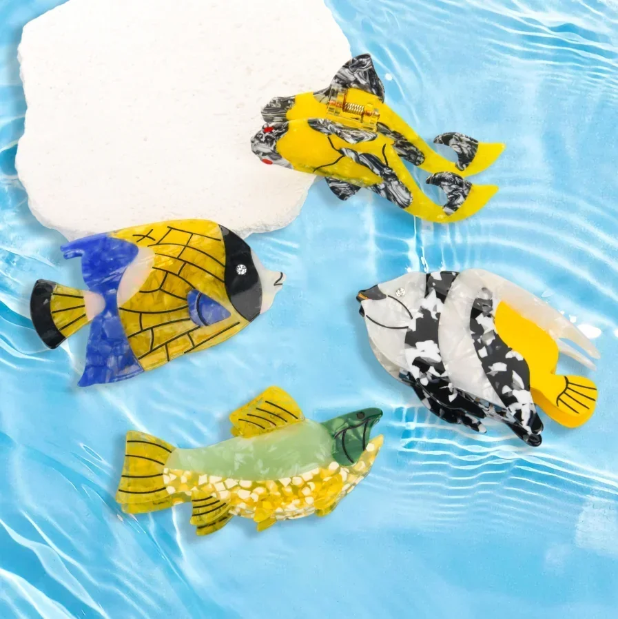 

BYL Creative and Fun Ocean Tropical FishSeries Gripper Acetate Hair Claw with Fresh Design CrabClip for Women's Hair Accessories