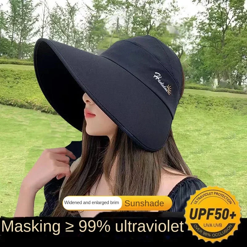 Sun Hat Korean Version, Face Blocking, UV Resistant, Open Top, Outdoor Travel Beach, Sun Protection, Summer Hat Women 챙모자