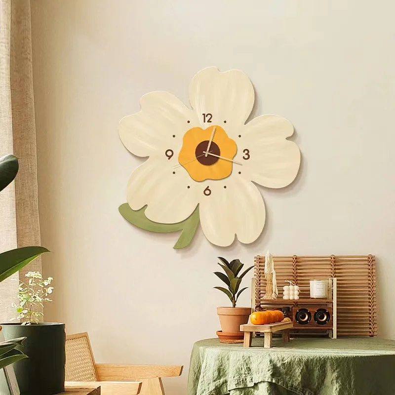 Flowers Creative Clock Home Living Decoration Artistic Silent Wall Decorative Clocks Modern Living Room Bedroom Home Decoration