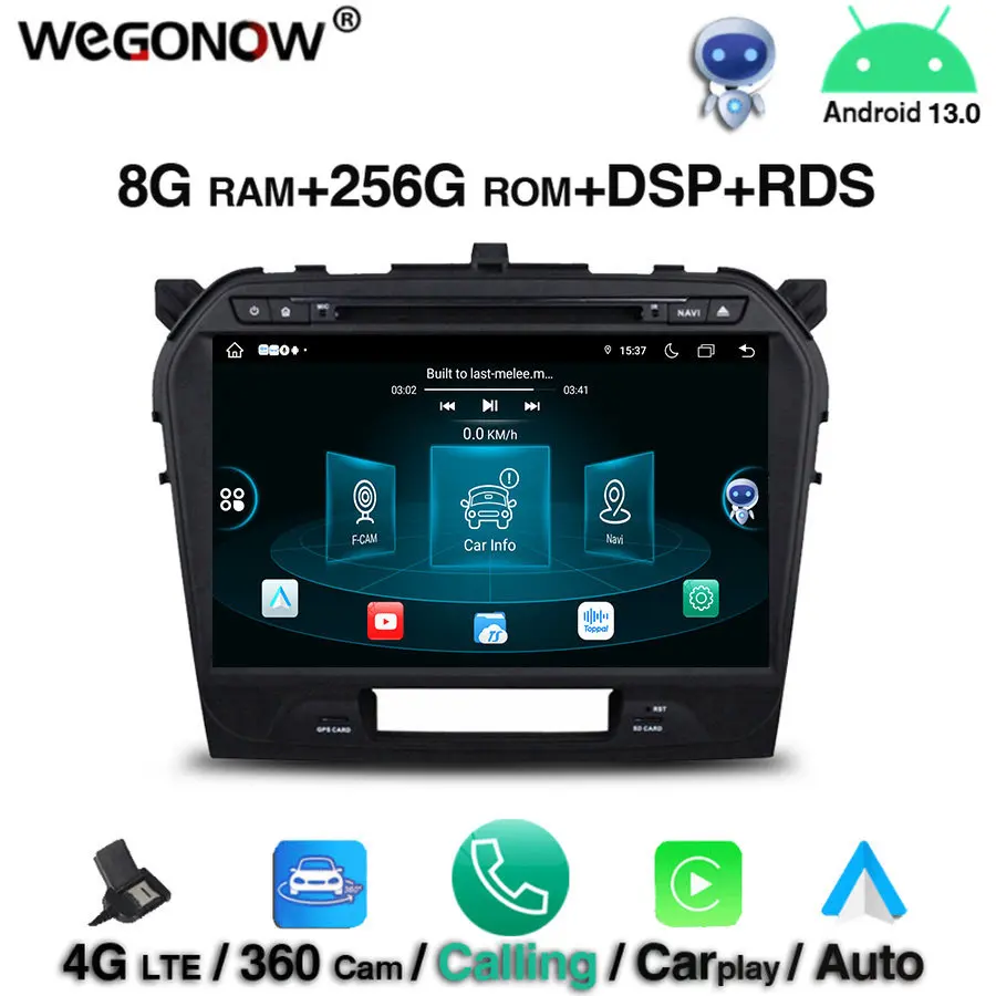 360 Carplay IPS Android 13.0 For SUZUKI Vitara 2015 2016 8Core 8GB RAM 256G ROM Car DVD Player GPS RDS Radio wifi Bluetooth 5.0