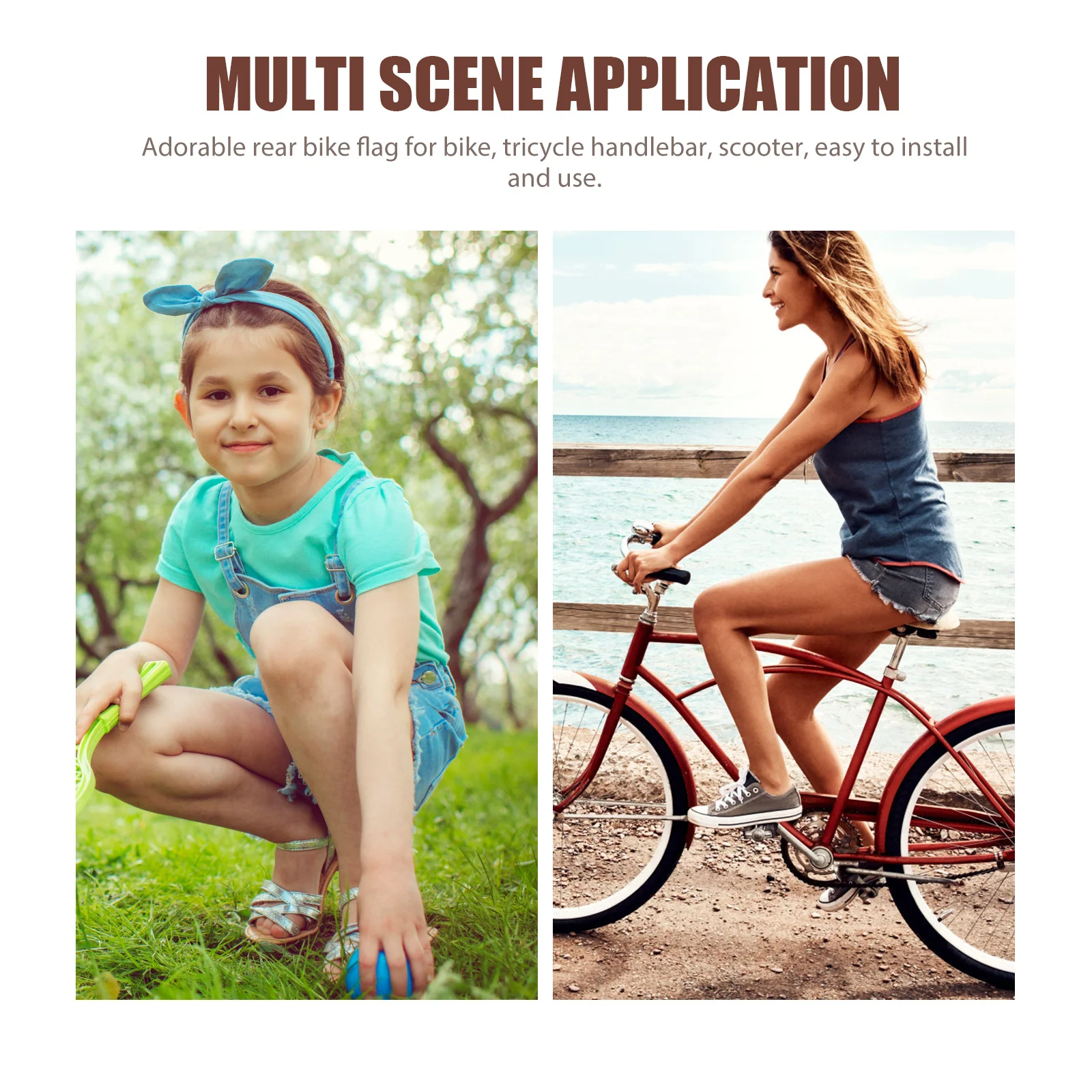 

2Sets Bike Flag Bright Color Rear Safety Triangle Flag Easy Install for Cycling Outdoor Bike Safety Accessories