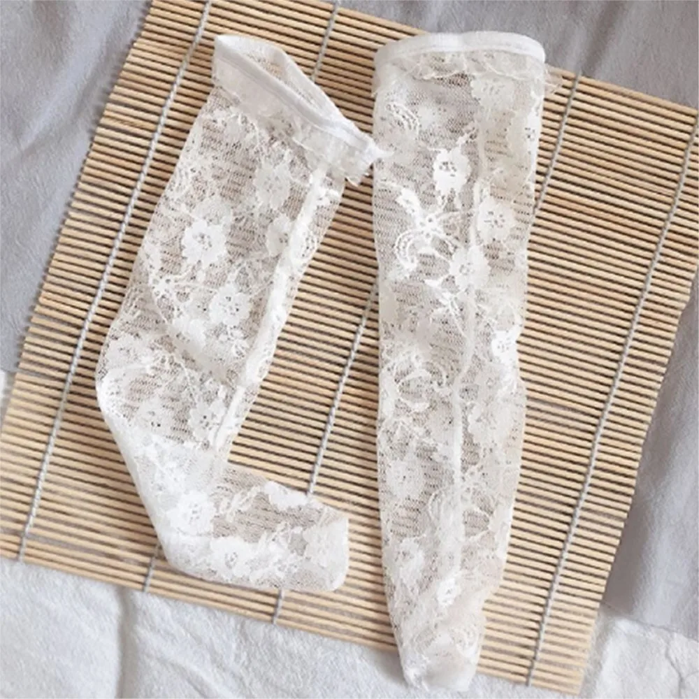 

Kids Girl Lace Socks Knee High Spot Korean Style Baby Sock Princess Lace Princess Female Baby Open Lace Socks Summer