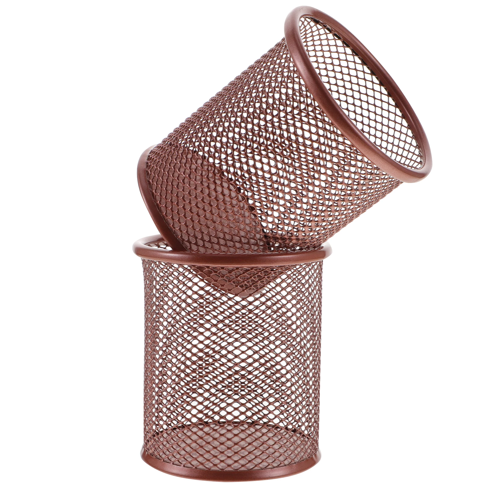

2Pcs Pen Holder Desktop Buckets Mesh Pencil Cups Multi-Use Desk Organizer Office Supplies Storage Turntable Organizer