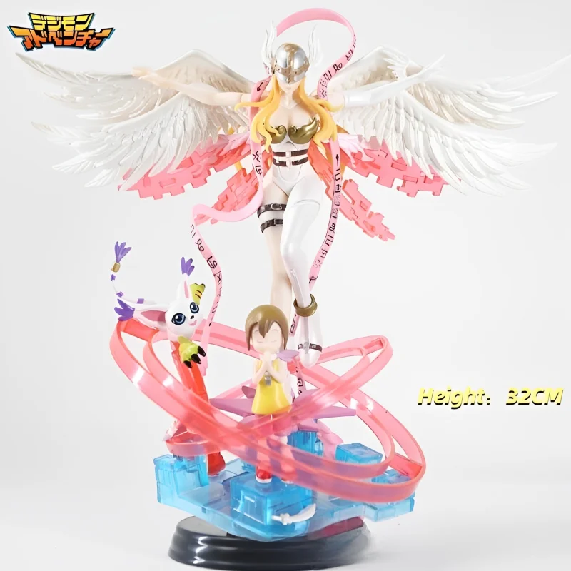 32cm Digimon Monster Anime Figures Adventure Angewomon Tailmon Yagami Hikari Action Figure For Anime Toys Birthday Gifts