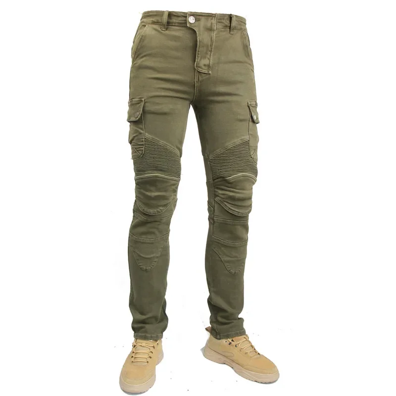 

Motorcycle Riding Jeans Pants With Protective Gear Built-in Wear-resistant Fireproof Kevlar Protective Layer On Hips And Knees