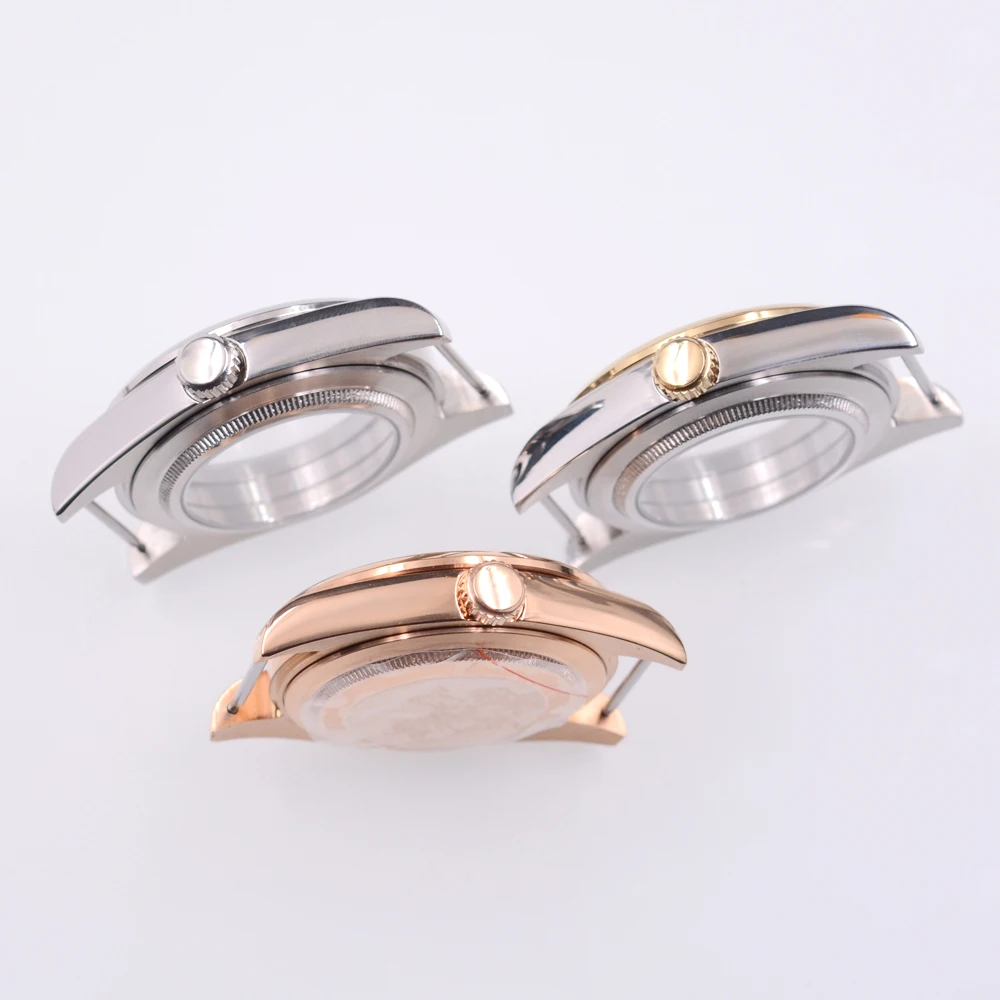 36MM/40MM Sapphire Glass Watch Case  Fit NH34 NH35 NH36 PT5000 ETA2824 2836 Miyota 8215 8205 Movement Silver/Rose Gold