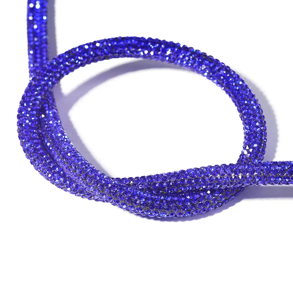 6 MM Crystal Strass Soft Tube Glass Diamond Rope Bling Rhinestone Chain Trim For Wedding Decoration