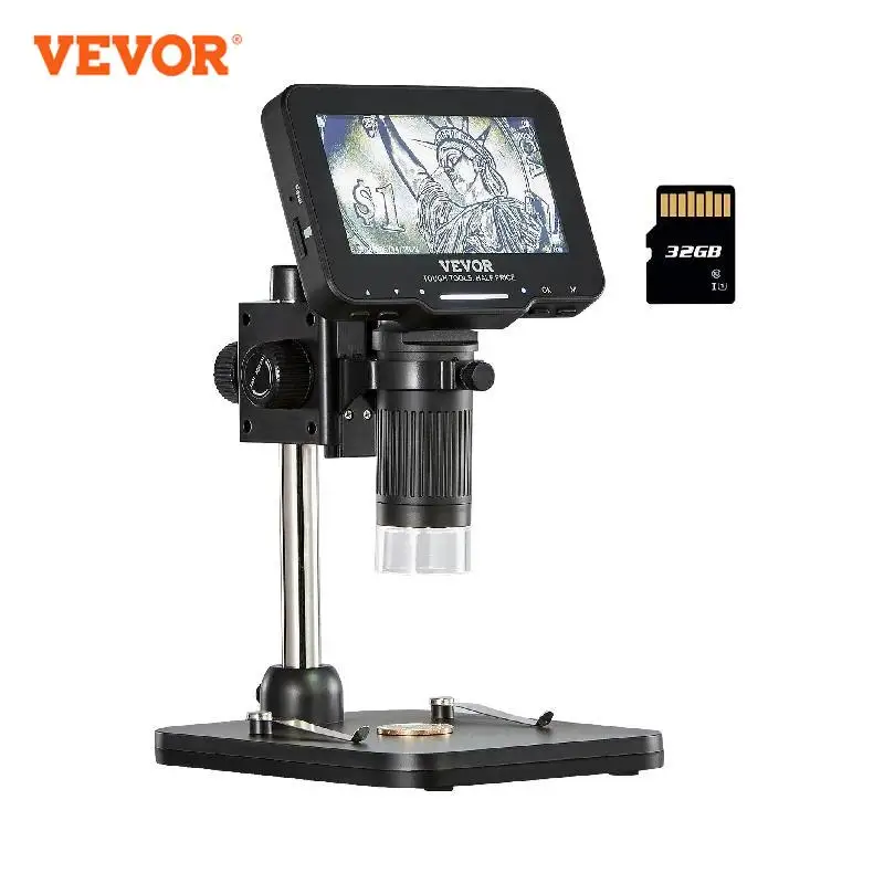 VEVOR Digital Microscope 4.3/10inch Coin Microscope IPS Screen 50-1000X 10X-1300X Magnification for Inspection Continuous Zoom 