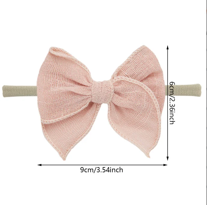 30pc/lot New Solid Color Fable Bow Baby Nylon Headband Girls Cotton Bow Nylon Turban Kids Fable Bow Hair Clips Barrettes BulK