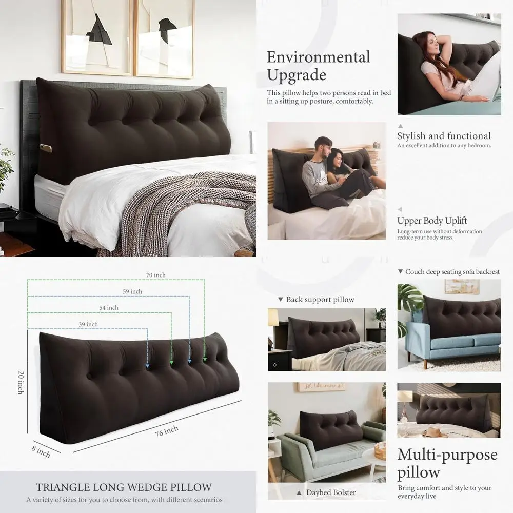 

Большая подушка изголовья тройного назначения: клин для чтения, опоры кушетки и помощь при позиционировании для комфортной релаксации