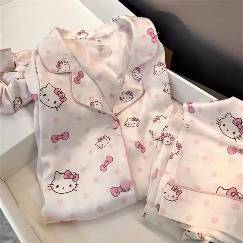 

Sweet and Cute HelloKitty Sleepwear Women's Spring and Autumn Long Sleeve Long Pants Home Clothes Two Piece Set