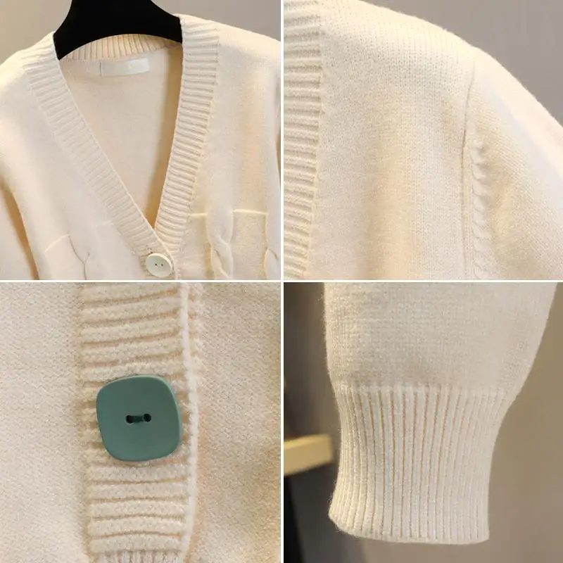 Maglione corto dimagrante a vita alta per abbigliamento primaverile e autunnale da donna nuovo Cardigan lavorato a maglia monopetto