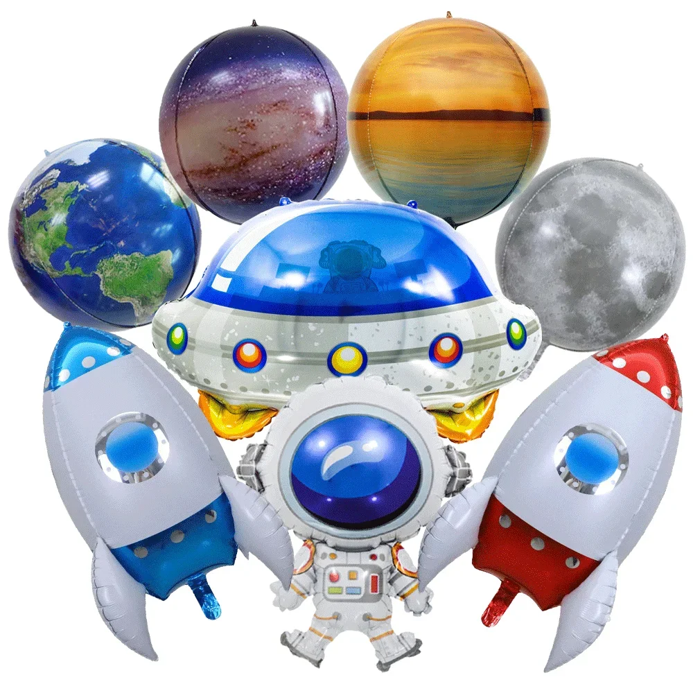 53inch 4D Standing Inflatable Astronaut Spaceman Foil Balloon for Boys Outer Space Galaxy Planet Theme Birthday Party Decoration