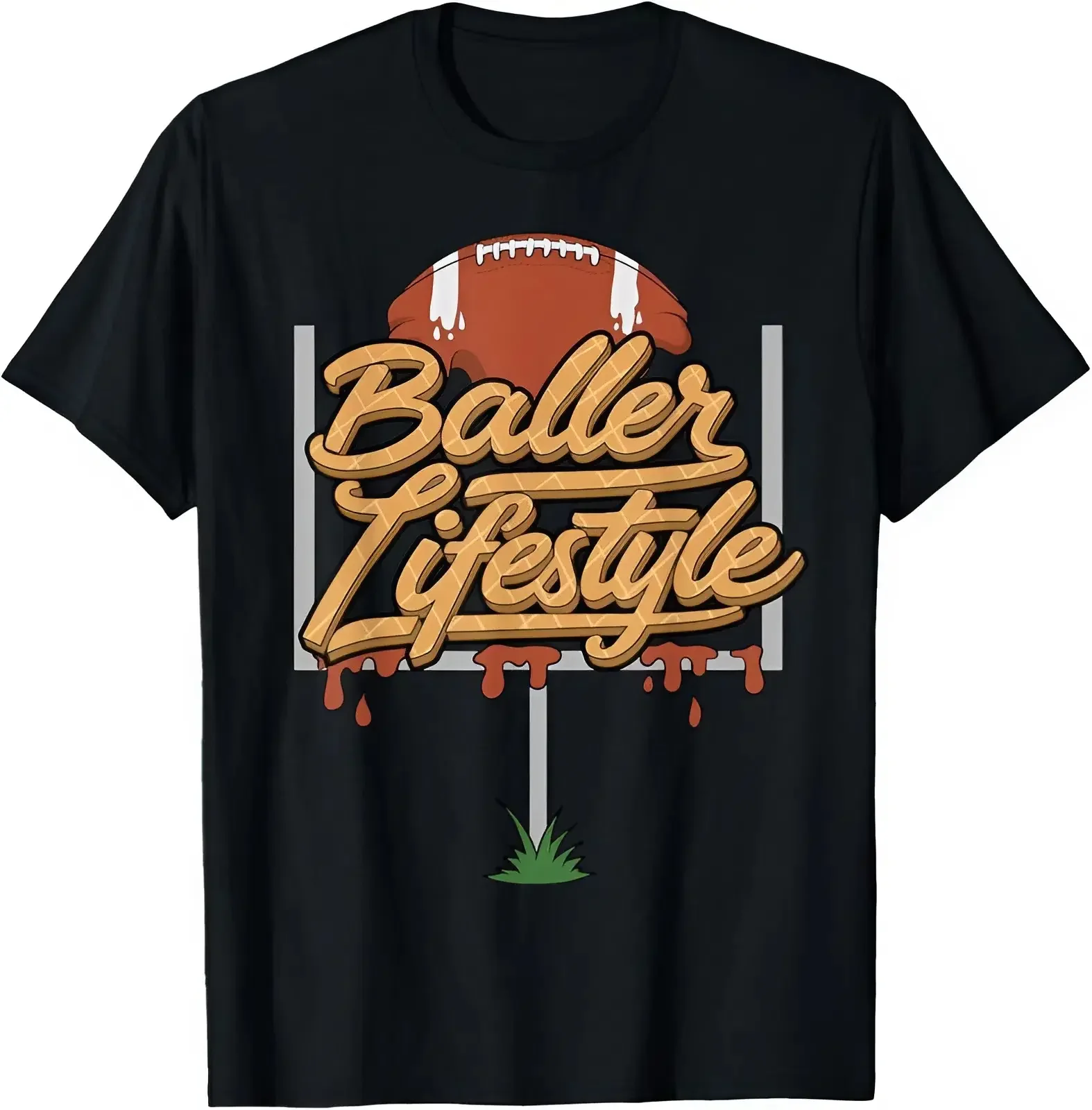 Youth and Adult Football Lifestyle Baller Lifestyle Ice Cream Drip Men Boys T-Shirt Graphic Tee, Football Shirt, Trending Tee, Youth Clothing, Birthday Gift, Family Shirt, Game Day Outfit, Gift for Son and Daughter, Holiday Outfit, Vacation Shirt