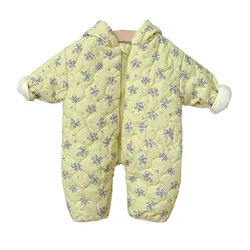 Baby Winter Rompers Clothes Boys Girls Brushed Jumpsuit Thicken Warm Snowsuit Newborn Padded Quilted Three Layer Coats  0-2T