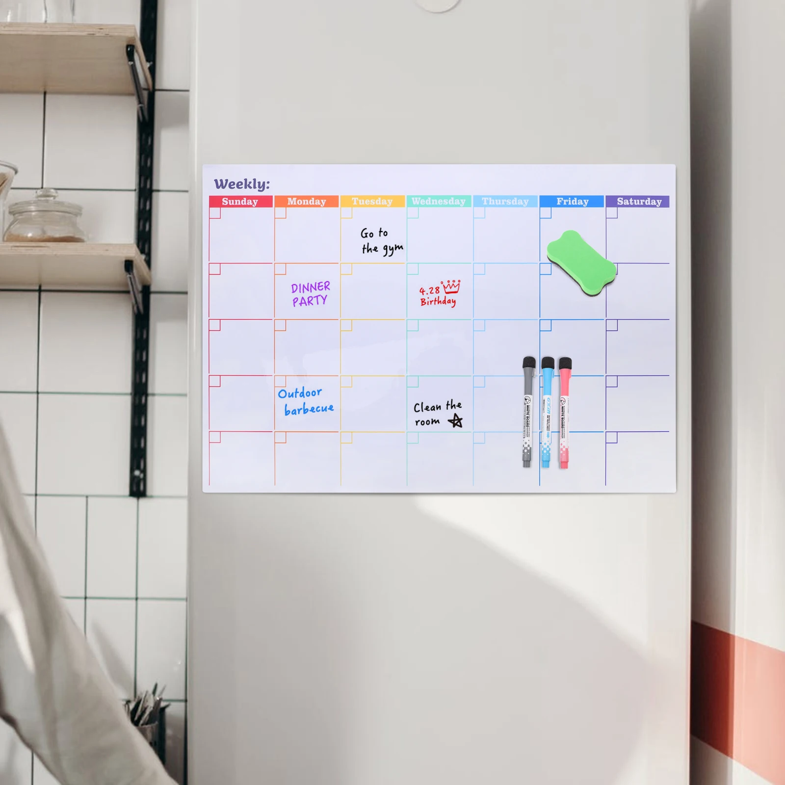 

Magnetic Monthly Planner Whiteboard Fridge Calendar PP Dry Erase Weekly Planner Magnetic Board Home Office School Desk Schedule