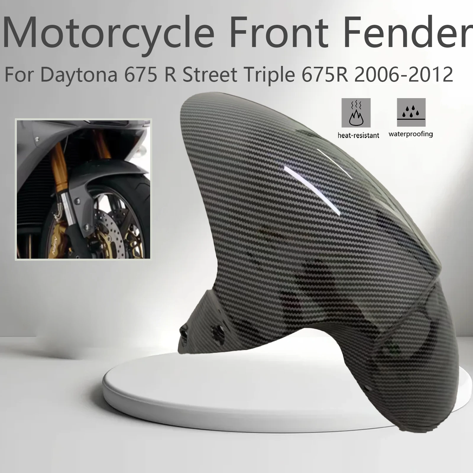 

Motorcycle Front Fender Guard Hugger Fairing For Daytona 675 R Street Triple 675R 2006-2012 ABS Carbon Fiber Color