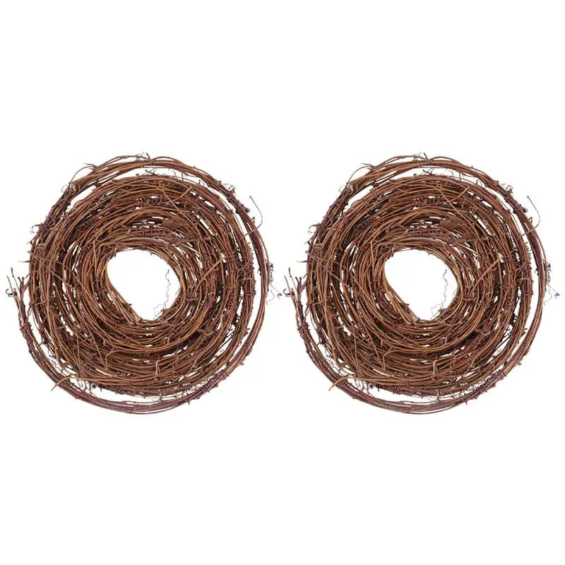 2pcs DIY Wreath Rattan Natural Rattan Wreath Rattan Woven Pendant Wicker Wreath Frame Rattan Door Wreath Grapevine Roll