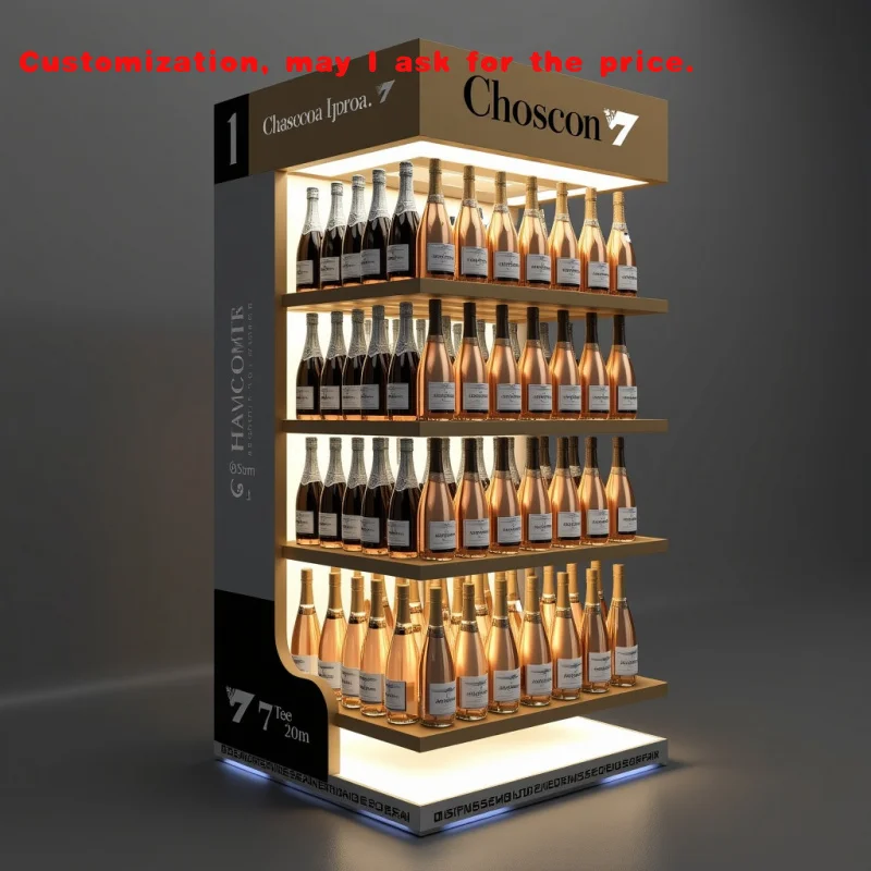 

custom.Store Interior Decoration Wine Display Stand Floor-Standing Metal Acrylic Rack Wine Bottles and Liquor Displays