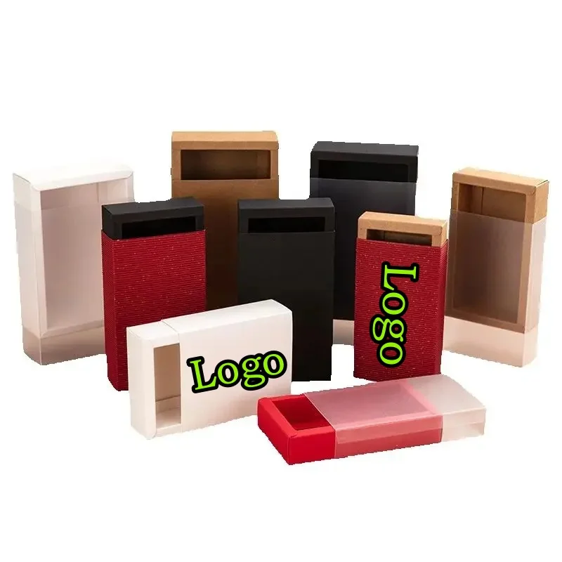 20PCS Drawer Paper Foldable Box DIY Custom Logo Text Handmade Valentine\'s Day Wedding Jewelry Party Soap Birthday Gift Cardboard