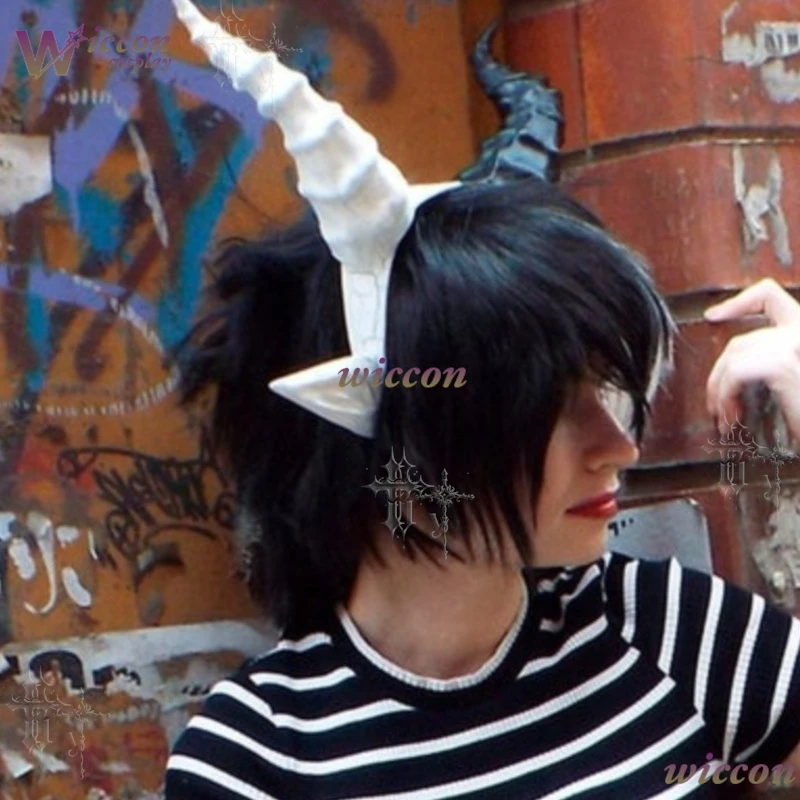 

YesOk Black Devil Horn and Ears Headband Anime Demon- Cosplay Headpiece for Gothic DND Cosplay Halloween Live Stream Roleplay