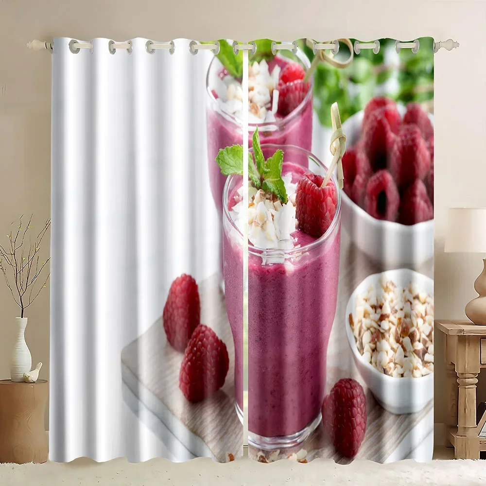 Window Blackout Curtains Glasses of Red Wine Grapes Barrels Picture,Coffee Wine Juice Beer Cocktail Print for Living Room