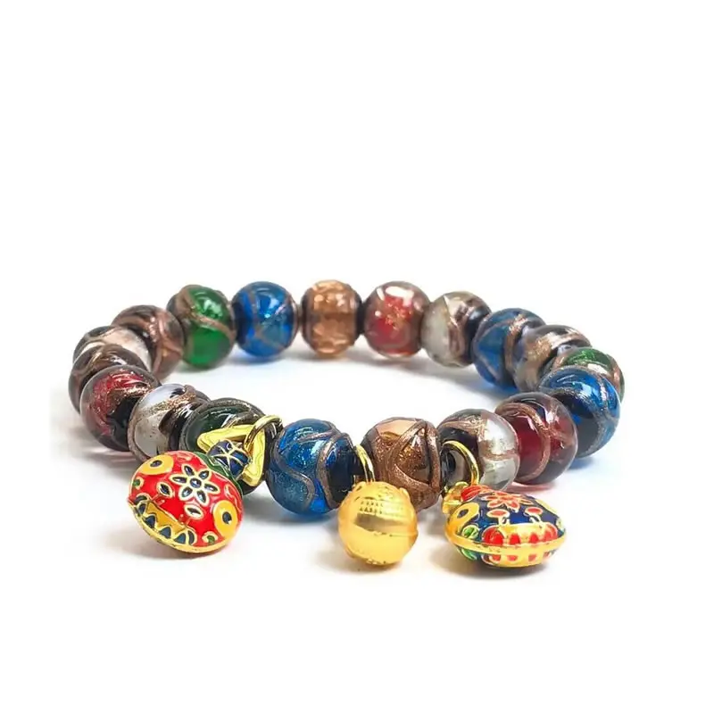 الفن الزجاج حبة أساور للنساء والرجال ، الصقيل الملونة ، الريكي ، الثروة ، الطاقة ، حظا سعيدا ، مجوهرات الرعاية الصحية ، حجر الطبيعة ، 10 مللي متر