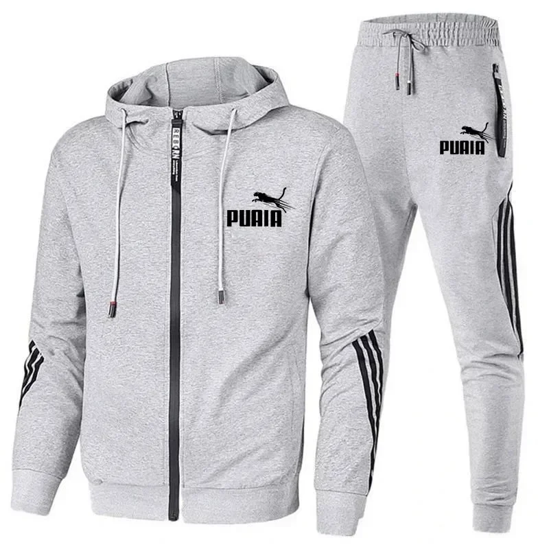Men's hoodie sets, autumn and winter new zipper jackets, sweatpants, fashionable sportswear, running, fitness, basketball, etc